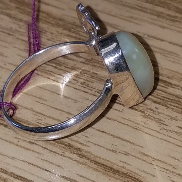 New Golden sun opal ohm symbol sterling silver Ring Size 9 - Picture 2 of 10